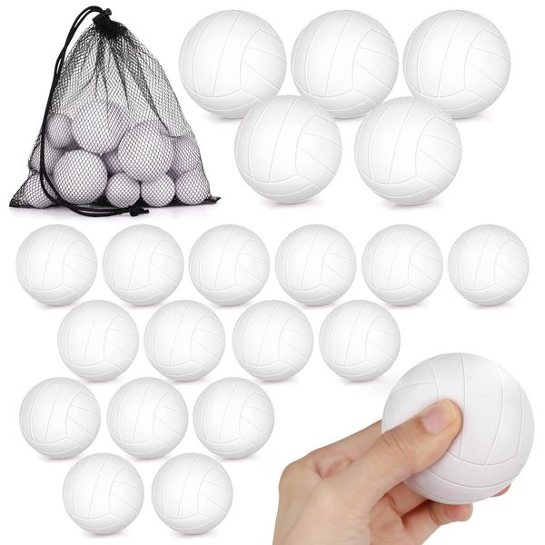 20 Pieces Mini Volleyball Stress Balls Set, 2.5 Inch and 1.6 Inch Foam Sports Balls Tiny Volleyball Toys for Volleyball Birthday Party Favor Supplies School Carnival Reward