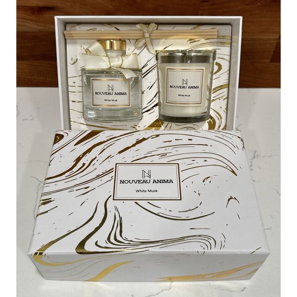 NEW Nouveau Anima White Musk Diffuser and Candle Luxury Gift Set