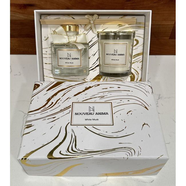 NEW Nouveau Anima White Musk Diffuser and Candle Luxury Gift Set