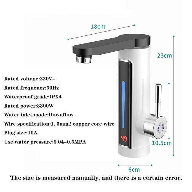 220V Electric Faucet Water Heater Temperature Display Instant Hot Water  heaters Kitchen Digital Display