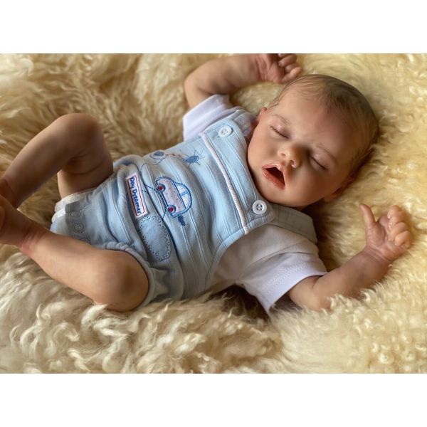 Zero Pam Real Life Reborn Baby Dolls 18 inch,Soft Weighted Cloth Body Handmade Advanced Painted Sleeping Mouth Open Baby Dolls for Boys Realistic Newborn Dolls with Accessories Toy for Kids