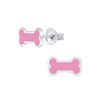 Girls Pink Dog Bone Sterling Silver Stud Earrings 9mm
