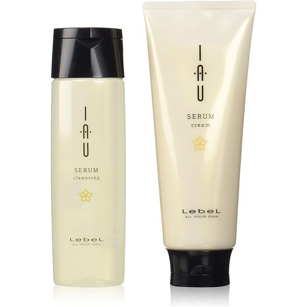 Lebel IAU Serum Cleansing Hair Shampoo 200ml & Lebel IAU Serum Cream 200ml Set (Green Tea Set)