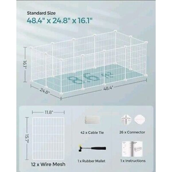 12 Panel Pet Playpen Metal Crate Fence Kennel Exercise Pen Small Animal Cage US