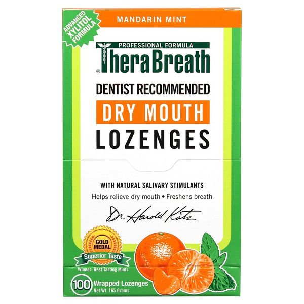 TheraBreath Dentist Recommended Dry Mouth Lozenges, Sugar Free, Mandarin Mint Flavor (400-Count)