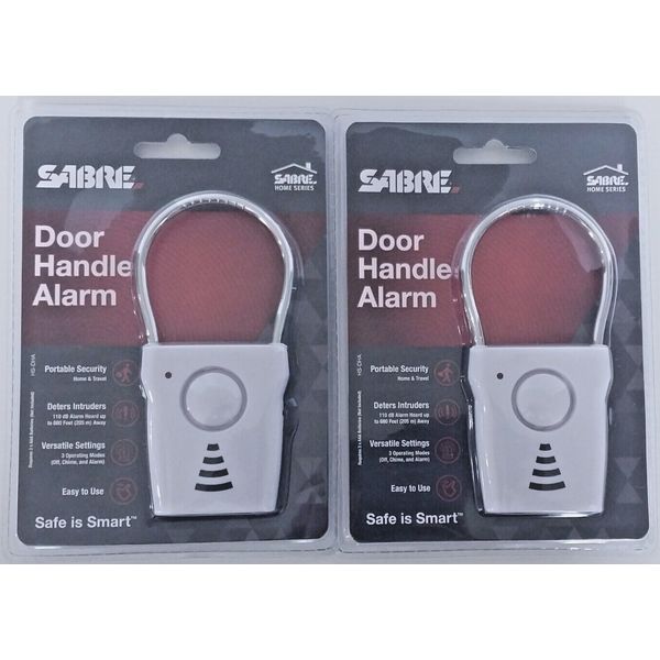 Lot of 2 Wireless Door Handle Alarms by SABRE Home Series Portable Security NEW