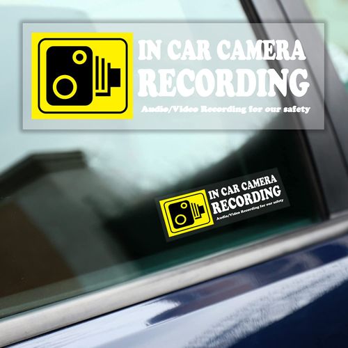 4 Pcs Camera Audio Video Recording Window Cars Stickers, in Car Camera Recording Sticker for Rideshare, Van, Truck, Taxi, Maxi Cab, Bus, Coach Drivers, Yellow 2 x 6 inch, Adhesive Window Decal