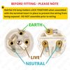 SES E14 Lamp Holder 10mm Entry Small Edison Screw Earthed Plain Skirt Cord Grip