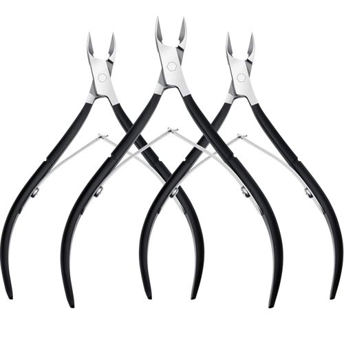 3 Packs Cuticle Cutter Cuticle Nippers Pointed Blade Cuticle Trimmer Stainless Steel Nail Clippers Manicure Tool for Fingernails No Cuticle Pusher (Black)