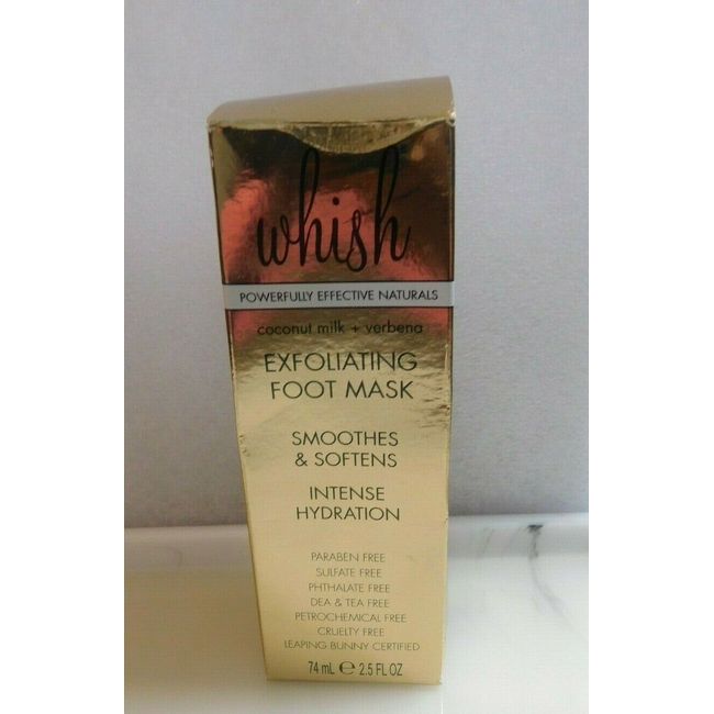 NIB-Whish exfoliating foot mask-Smoothes/softens-intense Hydration-2.5 Fl Oz