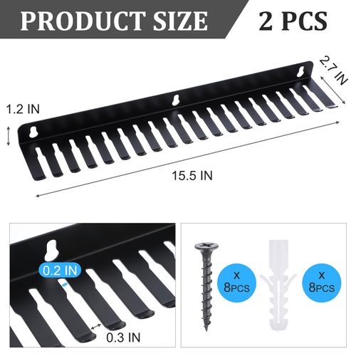 2 Pieces Wall Mountable Cable Hangers, Cable Rack With 19 Cable Slots, Music Cable Organizer, Black Cord Rack, Hanging Cable Organizer For Cord Management, Cable Storage(Slots Width From 5.5 To 9.5mm)