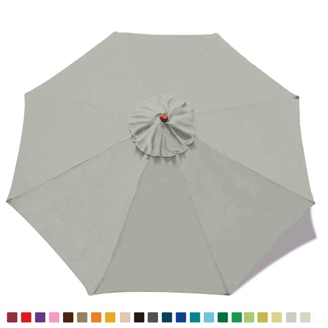 MASTERCANOPY Patio Umbrella 9 ft Replacement Canopy for 8 Ribs-Grey