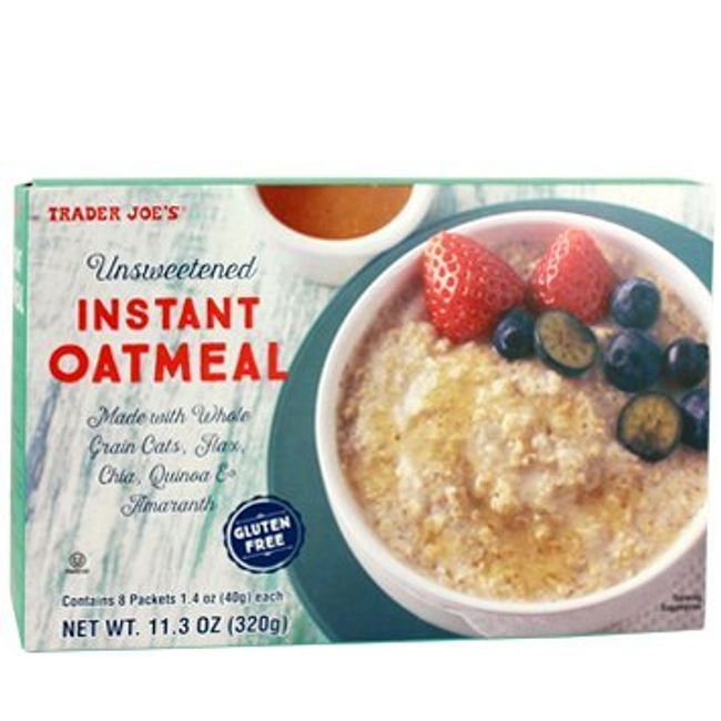 Trader Joe's Unsweetened INSTANT Oatmeal 11.3 oz (Pack of 2 boxes)