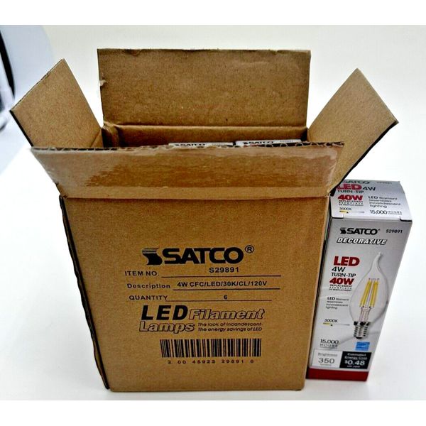 Satco 40-Watt Equivalent E12 Dimmable LED Chandelier Light Bulbs (6 Pack) S29891