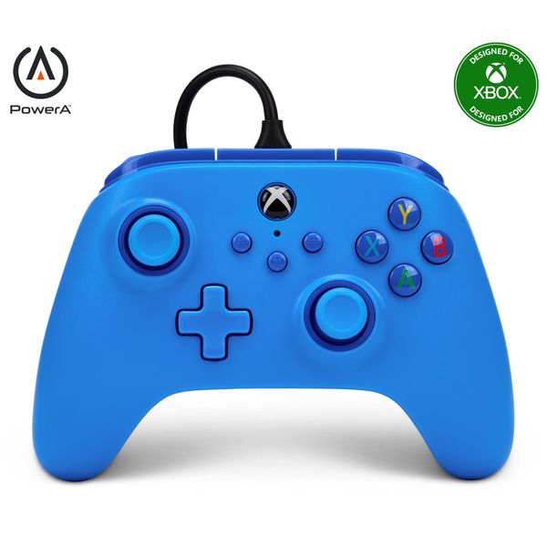 PowerA Wired Controller For Xbox Series X & S, Xbox One, PC, Windows 10 & 11, Dual Rumble Motors, Detachable 10ft USB Cable, 3.5mm Stereo Headset Jack, Official: Blue