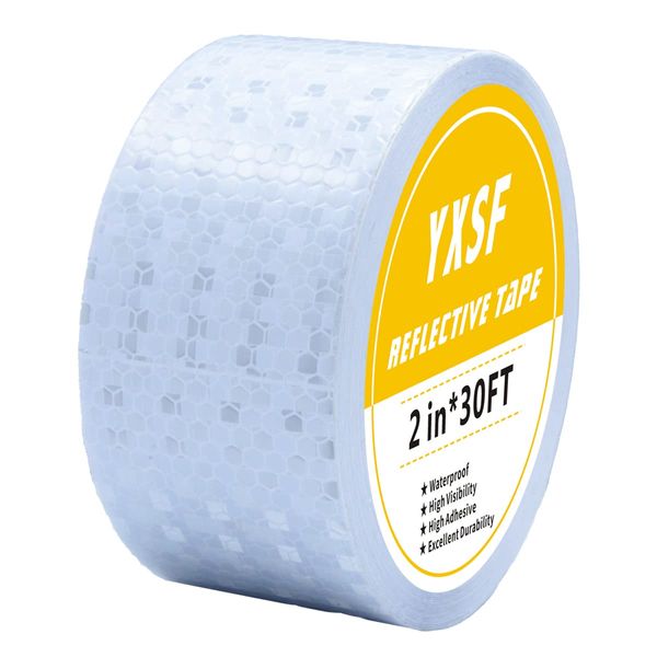 YXSF White Reflective Tape,5 CM×10 M Reflector Tape Strips High Viscosity Conspicuous Waterproof Reflective Tape for Vehicles Trucks,Trailers,Cars Ships Motorcycles Outdoor