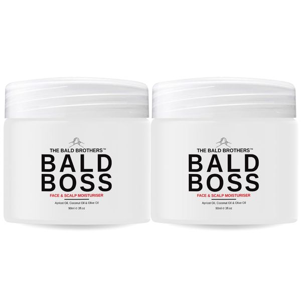 The Bald Brothers Bald Head Care (2 Pack) with Apricot Seed Oil | Post Shave Cream | Hydrates & Protects, Vegan, No Grease | Bald Boss Daily Scalp & Face Moisturiser for Men & Women