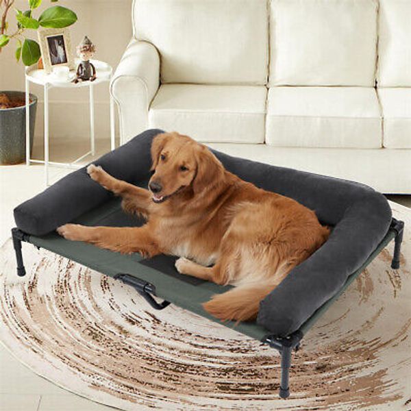 Elevated Dog Bed Chew Proof Raised Indoor Outdoor with Bolster Breathable Mesh