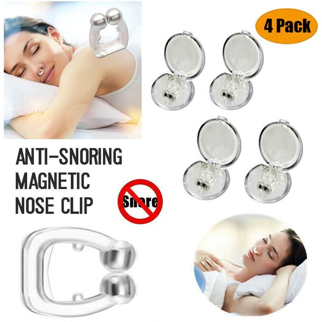 4-Pack Silicone Magnetic Anti Snore Stop Snoring Nose Clip Sleeping Aid Apnea