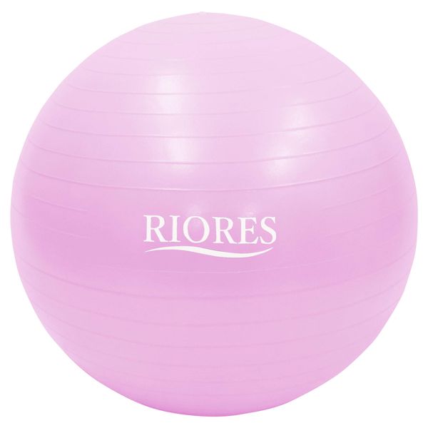 RIORES Balance Ball, 25.6 inches (65 cm), Anti-Burst Type, Includes Foot Pump (Pink)