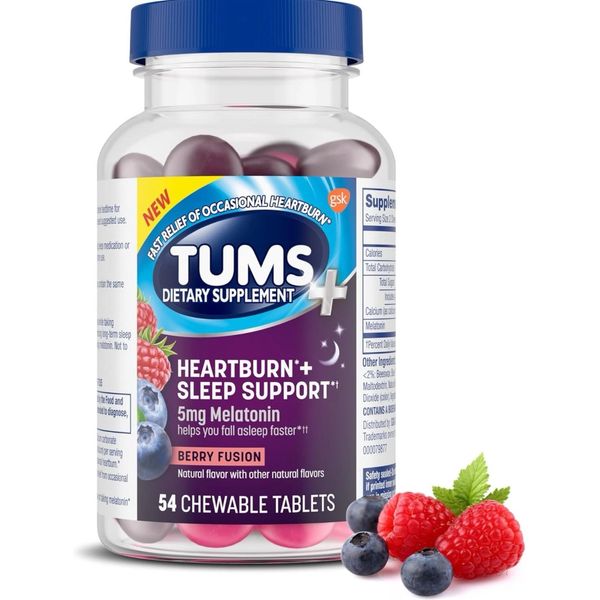 Heartburn plus Sleep Support Chewable Dietary Supplement Tablets for Occasional 