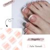 Glitter French False Toenails, Acrylic Press on Toe Nails, White Fake Toe Nails with Glue Sticker Stick on Nails for Toe for Women and Girls Fashion