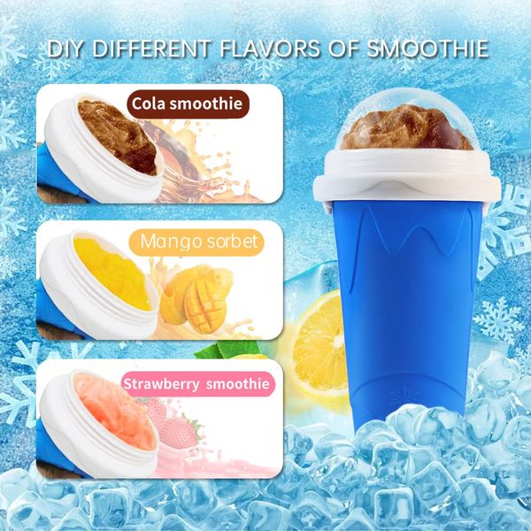 Slushie Maker Cup, Magic Quick Frozen Smoothies Cup Cooling Cup Double Layer Squeeze Cup Slushy Maker, Homemade Milk Shake Ice Cream Maker DIY it for Children and Family