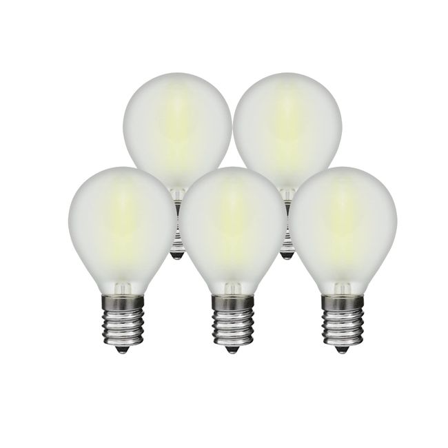 LED Edison Light Bulb Daylight E17 Bean Light Bulb 60W Shape Equivalent, 600lm, 6W, Recovered Bulb, Polished Glass Material, Non-Dimmer, 6500K, Chandelier, Pack of 5