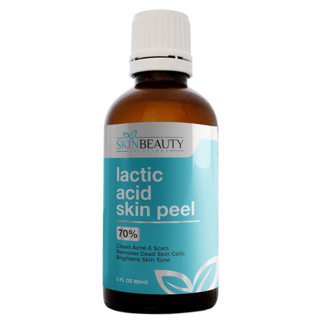 LACTIC Acid 70% Skin Chemical Peel- Alpha Hydroxy (AHA) For Acne, Skin Brightening, Wrinkles, Dry Skin, Age Spots, Uneven Skin Tone, Melasma & More (from Skin Beauty Solutions) - 2oz/ 60ml