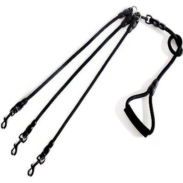 3 in 1 Durable Nylon Dog Leash with Padded Handle, 360° Swivel Large, Black