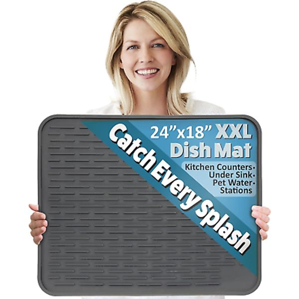 Xxl Silicone Dish Drying Mat for Kitchen Counter or under Sink 24"X18"Extra