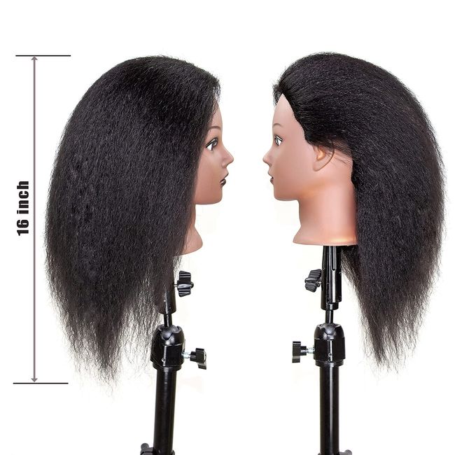 Mannequin Head 100% Real Human Hair 16 inch, Braiding Styling Doll