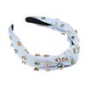 VOCOSTE Light Blue Headband Full of Diamonds Knot Women Fashion Pleated Headband Versatile Outer Hair Accessories 1pc