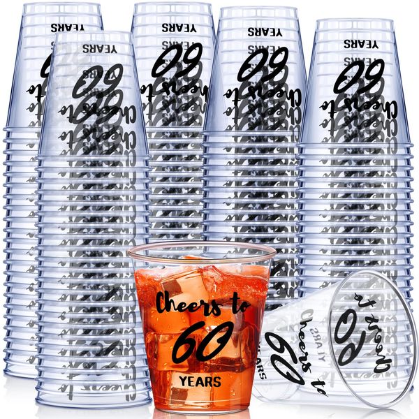 Zubebe 100 Pieces Cheers to 60 Years Shot Glasses 2 oz Disposable Cups, 60th Birthday Party Favors for Her and Him Women Men Anniversary Wedding Decorations (Black, Cheers to 60 Years)