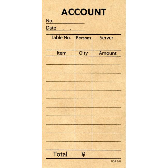 Kraft paper accounting slips, 10 books in English (100 sheets/book)