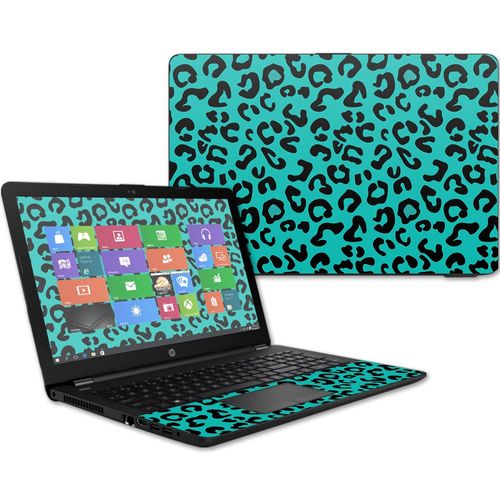 MightySkins Skin Compatible With HP 15t Laptop 15.6" (2017) - Teal Leopard | Protective, Durable, and Unique Vinyl Decal wrap cover | Easy To Apply, Remove, and Change Styles | Made in the USA