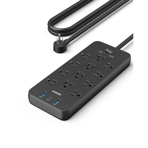 Anker Power Strip with 3 USB Ports，Surge Protector (2100J-10ft)，12 Outlets with 2 USB A Ports and 1 USB C Port,Works with iPhone 15/15 Plus/15 Pro/15 Pro Max,for Home,Office, TUV Listed