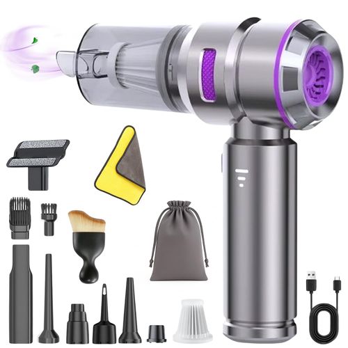 Vitalco Car Vacuum Portable Cordless, 18000PA High Power Car Vacuum Cleaner with 6000mAh Battery, Mini Handheld for Home, Office, Camping, Multi Attachments Included