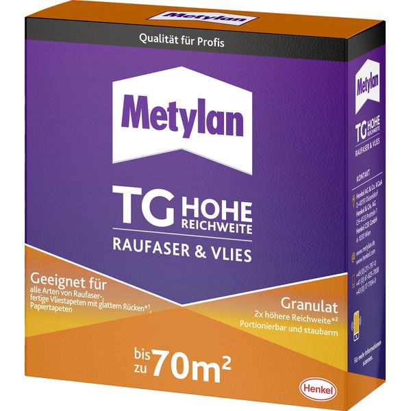 Metylan TG Hohe Reichweite Raufaser und Vlies Granulat, Tapetenkleister für Raufaser-, Papier und Vliestapeten, einfach anzuwendender Kleister, transparent, 1x500g