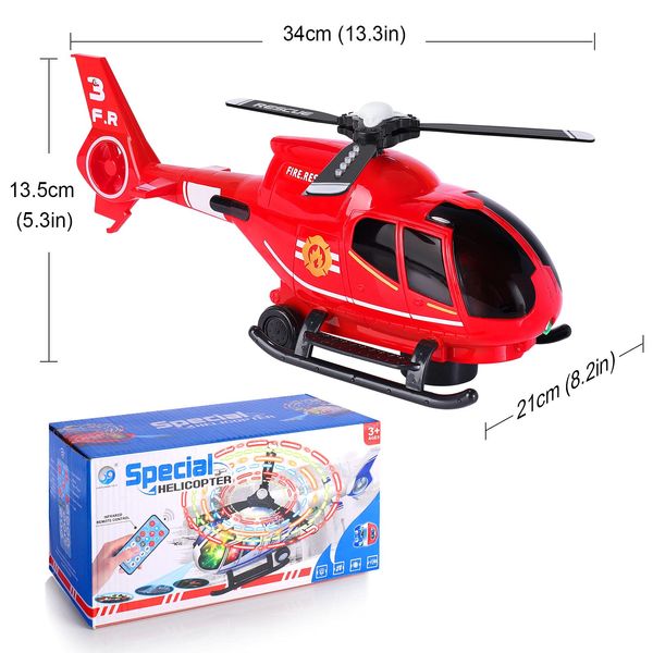 Mingfuxin Remote Controlled Helicopter, Kids Aircraft Educational Toys with Lights and Music RC Airplane For Toddlers Boys Girls Beginner (Red)