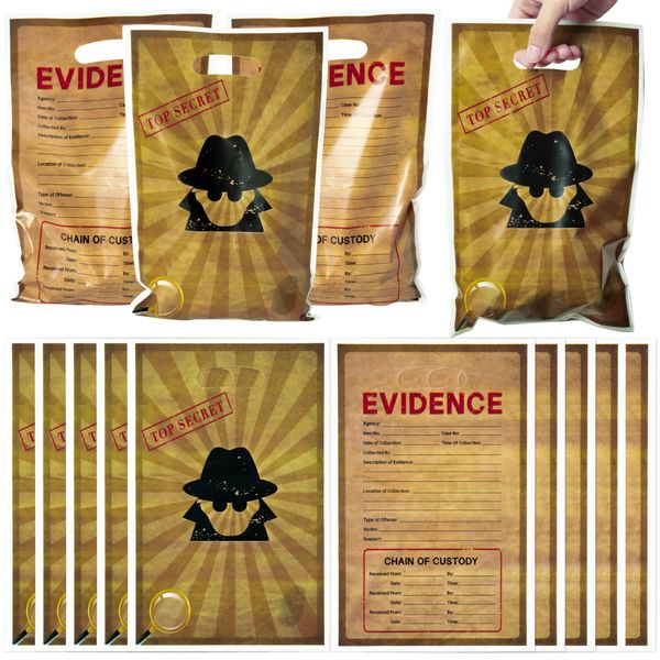 50Pcs Top Secret Spy Party Favor Bags Secret Agent Sweet Goody Candy Treat Bag Escape Room Party Decorations Mystery Spy Theme Plastic Gifts Bags Birthday Snack Bags for Kids Birthday Party Supplies