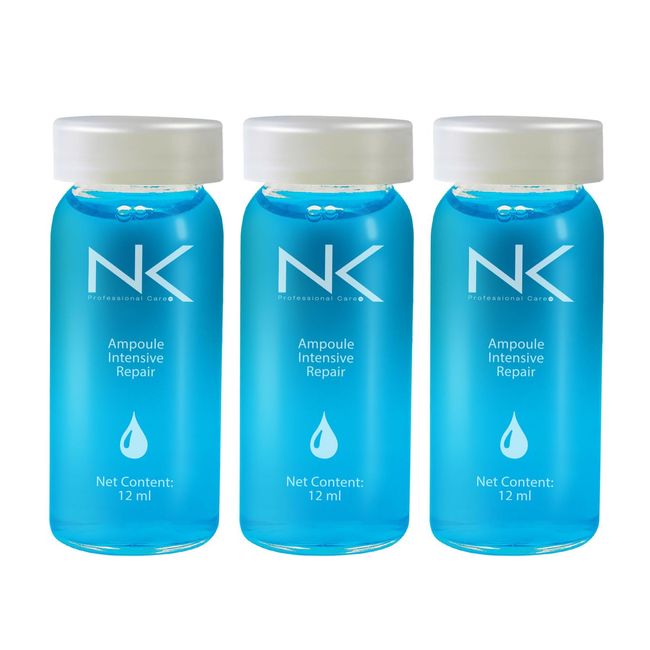 NK Professional Care Intense Repair Ampoule, 3 Pack Hair Treatment for Dry Damaged Hair, Hair Protein Treatment, Damaged Hair Repair, 12ml/ea