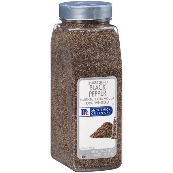 McCormick Culinary Ground Black Pepper, 16 oz - One 16 Ounce Container of Shaker Grind Black Pepper for Hot, Piney Flavors for Grilling and Cooking at Home