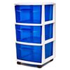 HOMZ 3-Drawer Cart Organizer with Removeable Wheels, Medium, White & Blue