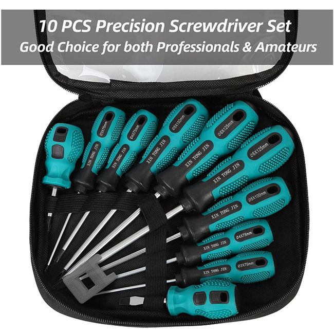 10pcs Screwdrivers Phillips Slotted PP Handle Screw Driver Electrician Multipurpose Tools for Home Appliances Repairing