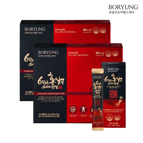 Boryeong 6-year-old red ginseng extract smart time red ginseng extract red ginseng stick gift set 30 packs, 2 pieces