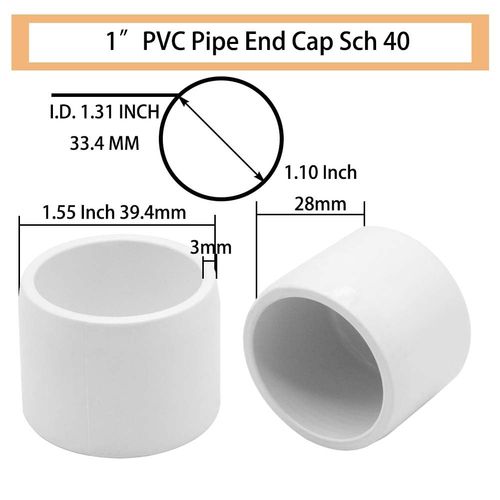 1" PVC Pipe End Cap Fitting,Schedule 40 Plug Adapter Connector Socket White for DIY Structure Garden Shelf (12 Pack)