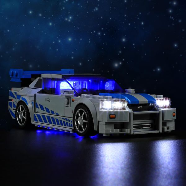 Mililier LED Light Kit for Lego Speed Champions Fast & Furious Nissan Skyline GT-R (R34) Toy Car Set, Blue Underglow Lights Compatible with Lego 76917 Set (Not Include Blocks Set)