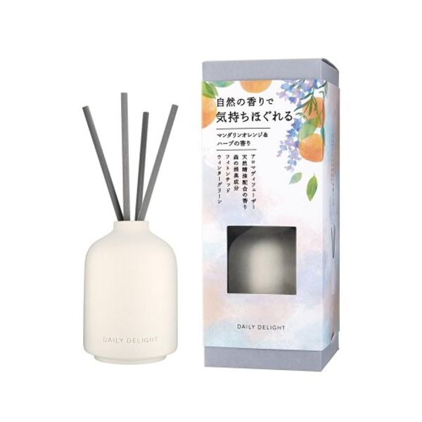 Daily Delight Aroma Diffuser for your Life - Mandarin Orange &amp; Herbs with the Scent of Fruits and Herbs (Deodorizing &amp; Forest Bathing Feeling, Comes in a Terracotta-like Container, Approx. 1.5 Months)