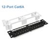 sourcing map 12-Port Cat.6A UTP Unsheilded Rackmount Network Patch Panel RJ45 Ethernet 10 inch With Wallmount Bracket Black